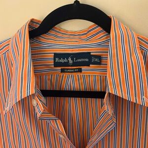 Ralph Lauren orange and blue striped long sleeve button down. Size XL